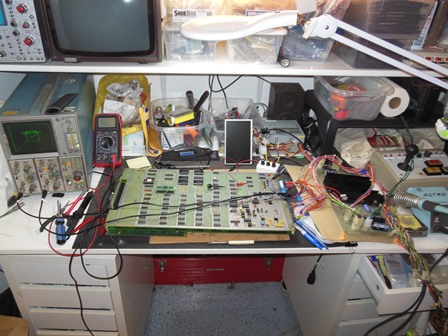 Atari Star Wars PCB on the bench