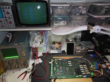 Cat'n Mouse main game PCB on the bench