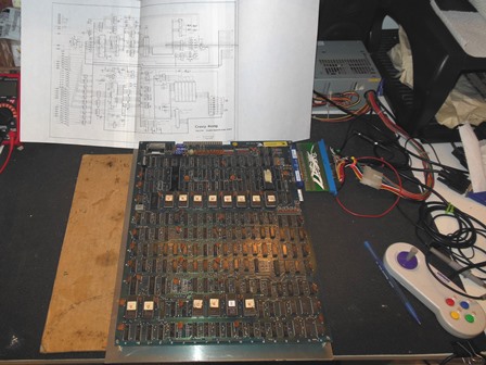 Crazy Kong game PCB on the bench