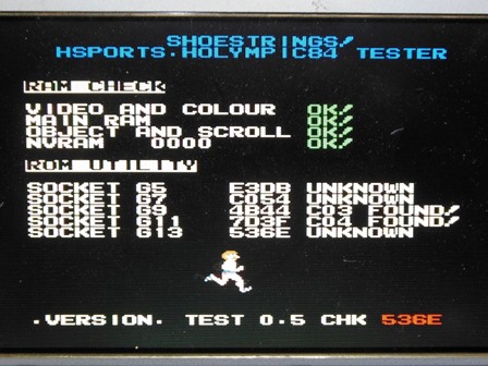 Hyper Sports test ROM screen
