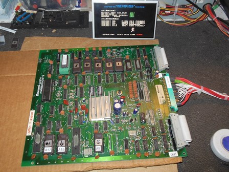 Hyper Sports game PCB on the bench