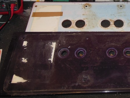 Control panel overlay, instruction sheet residue
