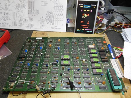 Game PCB on the bench