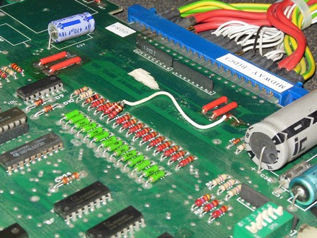 Galaxian game PCB on the bench