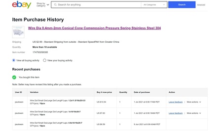 eBay Conical Springs