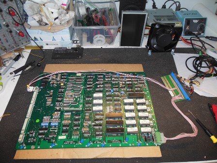 Quasar game PCB on the bench