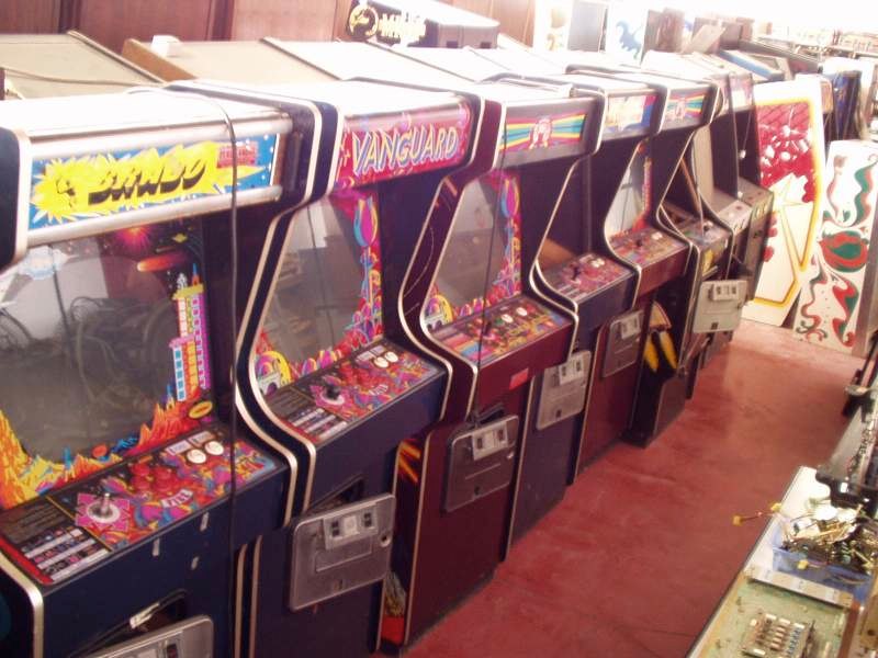 Row of Zaccaria games in a warehouse