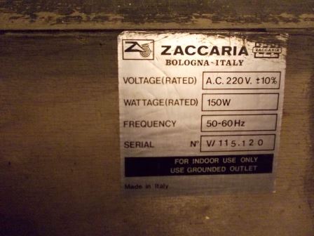 Zaccaria Quasar upright label