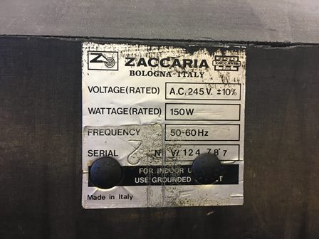 Zaccaria Scramble cabinet label